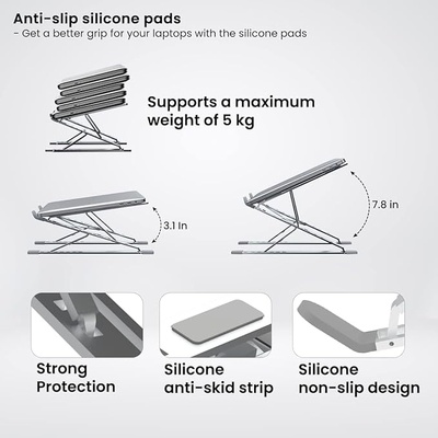 Portronics My Buddy K Portable Laptop Stand with Adjustable Height, Foldable, OverHeating Protection for Laptops & MacBooks Portronics My Buddy K Portable Laptop Stand with Adjustable Height, Foldable, OverHeating Protection for Laptops & MacBooks