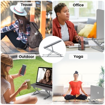Portronics My Buddy K Portable Laptop Stand with Adjustable Height, Foldable, OverHeating Protection for Laptops & MacBooks Portronics My Buddy K Portable Laptop Stand with Adjustable Height, Foldable, OverHeating Protection for Laptops & MacBooks