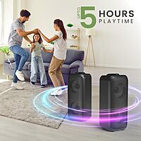 Portronics Rumble 25W Portable Bluetooth Speaker with Wired Karaoke Mic, Upto 5 Hours Playtime, Bluetooth V5.3, Dual Dynamic Driver, TF Card Slot, AUX in/USB in Port, Type C Fast Charging Portronics Rumble 25W Portable Bluetooth Speaker with Wired Karaoke Mic, Upto 5 Hours Playtime, Bluetooth V5.3, Dual Dynamic Driver, TF Card Slot, AUX in/USB in Port, Type C Fast Charging