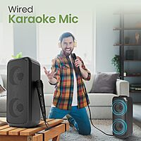 Portronics Rumble 25W Portable Bluetooth Speaker with Wired Karaoke Mic, Upto 5 Hours Playtime, Bluetooth V5.3, Dual Dynamic Driver, TF Card Slot, AUX in/USB in Port, Type C Fast Charging Portronics Rumble 25W Portable Bluetooth Speaker with Wired Karaoke Mic, Upto 5 Hours Playtime, Bluetooth V5.3, Dual Dynamic Driver, TF Card Slot, AUX in/USB in Port, Type C Fast Charging
