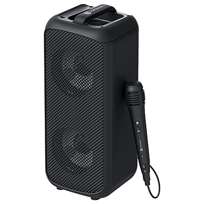 Portronics Rumble 25W Portable Bluetooth Speaker with Wired Karaoke Mic, Upto 5 Hours Playtime, Bluetooth V5.3, Dual Dynamic Driver, TF Card Slot, AUX in/USB in Port, Type C Fast Charging