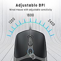 Wired Optical Mouse with 2400 DPI | USB Plug & Play | Ambidextrous Design | 1.5m Cable | 30 Lakh Click Life Wired Optical Mouse with 2400 DPI | USB Plug & Play | Ambidextrous Design | 1.5m Cable | 30 Lakh Click Life