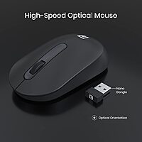 Portronics Toad 13 2.4 GHz Wireless Optical Mouse with USB Nano Receiver, 1200 DPI Resolution Optical Sensor-Black