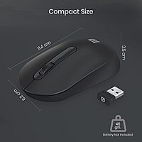 Portronics Toad 13 2.4 GHz Wireless Optical Mouse with USB Nano Receiver, 1200 DPI Resolution Optical Sensor-Black