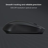 Portronics Toad 13 2.4 GHz Wireless Optical Mouse with USB Nano Receiver, 1200 DPI Resolution Optical Sensor-Black