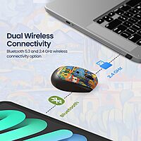 Portronics Toad III Plus Rechargeable Bluetooth Mouse with Bluetooth & 2.4 GHz Wireless Connectivity, Stylish Illustrated Design, 6 Buttons, Soft Silicone Grip for Laptop, PC, Mac (Black) Portronics Toad III Plus Rechargeable Bluetooth Mouse with Bluetooth & 2.4 GHz Wireless Connectivity, Stylish Illustrated Design, 6 Buttons, Soft Silicone Grip for Laptop, PC, Mac (Black)