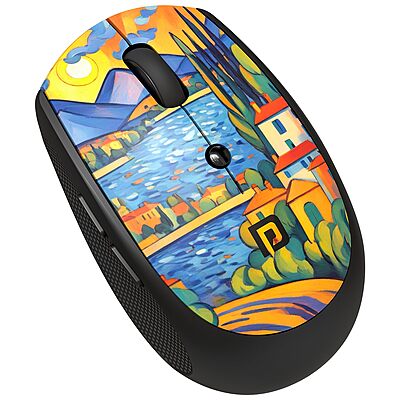 Portronics Toad III Plus Rechargeable Bluetooth Mouse with Bluetooth & 2.4 GHz Wireless Connectivity, Stylish Illustrated Design, 6 Buttons, Soft Silicone Grip for Laptop, PC, Mac (Black)
