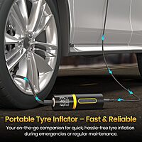 Portronics Vayu 5.0 Lite, Portable 12V DC Corded Tyre Inflator, 150 PSI, Fast Inflation, Digital LED Display, 3M Power Cord, Pressure Detection & Auto Shut Off, LED Light, for Car, Bike, Sport Balls Portronics Vayu 5.0 Lite, Portable 12V DC Corded Tyre Inflator, 150 PSI, Fast Inflation, Digital LED Display, 3M Power Cord, Pressure Detection & Auto Shut Off, LED Light, for Car, Bike, Sport Balls