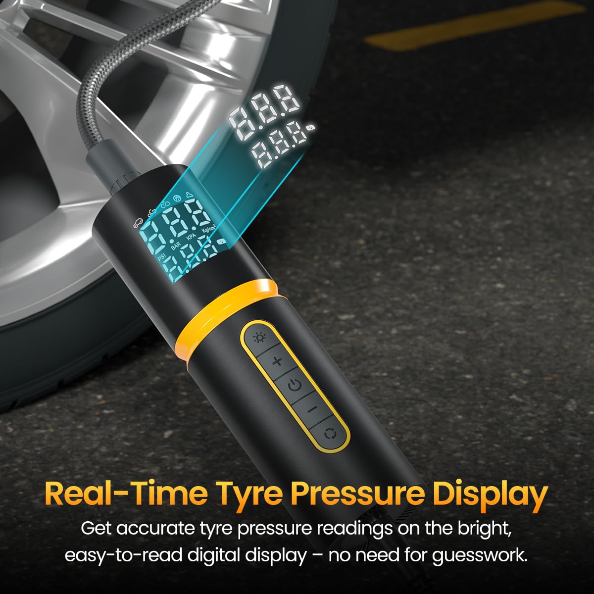 Portronics Vayu 5.0 Lite, Portable 12V DC Corded Tyre Inflator, 150 PSI, Fast Inflation, Digital LED Display, 3M Power Cord, Pressure Detection & Auto Shut Off, LED Light, for Car, Bike, Sport Balls Portronics Vayu 5.0 Lite, Portable 12V DC Corded Tyre Inflator, 150 PSI, Fast Inflation, Digital LED Display, 3M Power Cord, Pressure Detection & Auto Shut Off, LED Light, for Car, Bike, Sport Balls