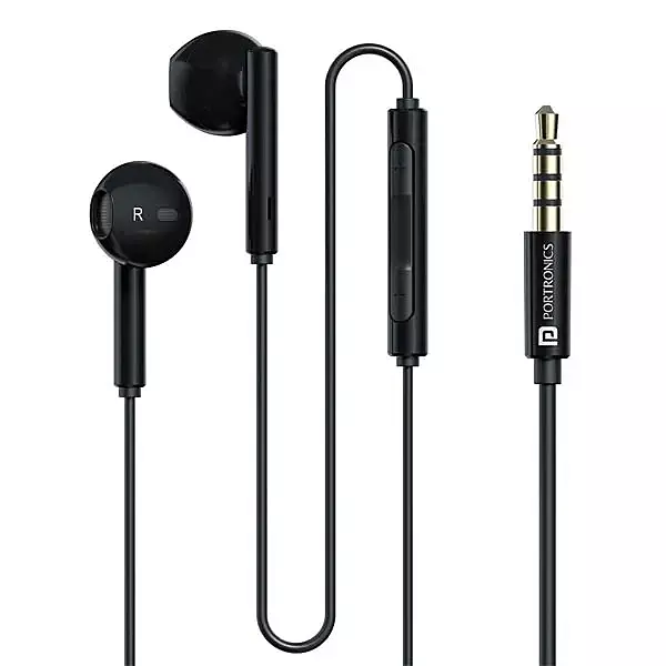 Portronics Conch Beat A – 3.5mm Wired Earphones | High-Quality Sound, Built-in Mic & Lightweight Design