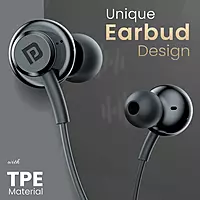 Portronics Gamma A In-Ear Metal Magnetic Earbuds – On/Off/Volume Switch | TPE Cable | 3.5mm | Black