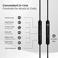Portronics Conch Theta A In-Ear Earbuds – 3.5mm | On/Off/Volume Switch | Black | 6 Months Warranty