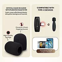 Portronics Dash 7 Type-C Wireless Microphone (POR-2290) – Plug & Play | Black | 1 Year Warranty