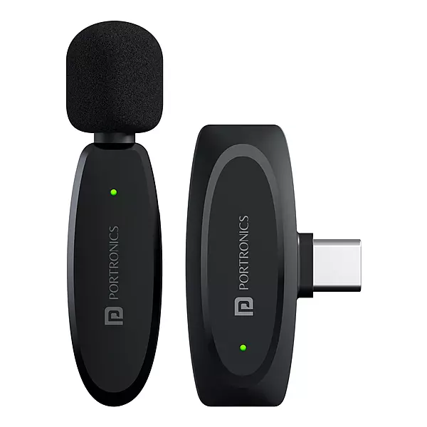 Portronics Dash 7 Type-C Wireless Microphone (POR-2290) – Plug & Play  | Black | 1 Year Warranty