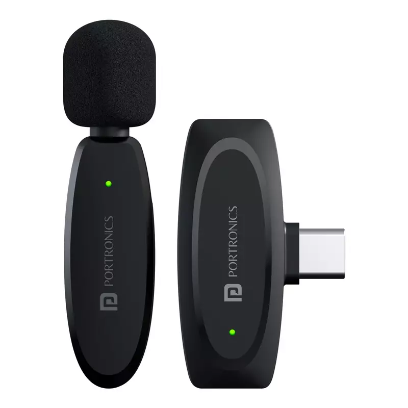 Portronics Dash 7 Type-C Wireless Microphone (POR-2290) – Plug & Play | Black | 1 Year Warranty