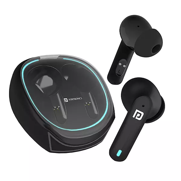 Portronics POR 2076 Harmonics Twins S11 TWS Earbuds – Bluetooth 5.3  Quad Mic  Auto ENC  30hrs Play