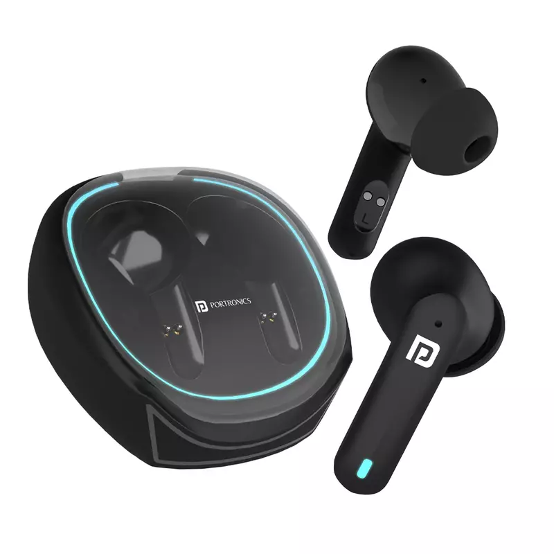 Portronics POR 2076 Harmonics Twins S11 TWS Earbuds – Bluetooth 5.3  Quad Mic  Auto ENC  30hrs Play