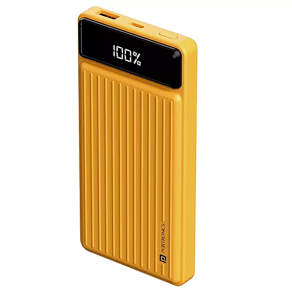 Portronics Luxcell B 10K 10000mAh Power Bank – 22.5W Fast Charge | Ultra Slim | Yellow