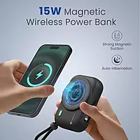 Portronics Power Shutter Wireless Magnetic Power Bank | 15W Wireless Charging, 22.5W Type-C PD Output, In-Built Type-C & 8-Pin Cable, LED Display Portronics Power Shutter Wireless Magnetic Power Bank | 15W Wireless Charging, 22.5W Type-C PD Output, In-Built Type-C & 8-Pin Cable, LED Display