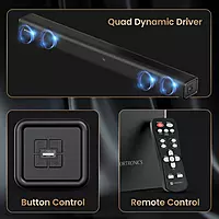 POR 2547 Pure Sound 107 Soundbar – 200W | Subwoofer | Bluetooth, USB, HDMI, SD, AUX| Black