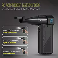 Portronics Tornado PRO Air Blower – Portable Air Duster Blower | Rechargeable | 130,000 RPM | Black