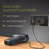 Portronics Tornado PRO Air Blower – Portable Air Duster Blower | Rechargeable | 130,000 RPM | Black