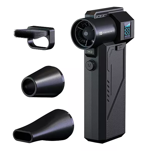 Portronics Tornado PRO Air Blower – Portable Air Duster Blower | Rechargeable | 130,000 RPM | Black