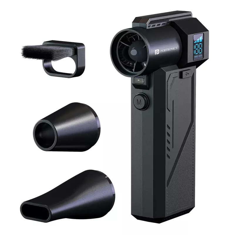 Portronics Tornado PRO Air Blower – Portable Air Duster Blower | Rechargeable | 130,000 RPM | Black