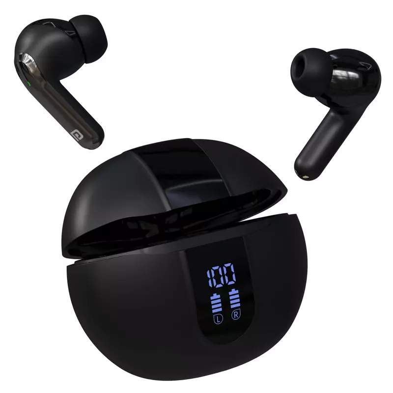 POR 2682 Harmonics Twins 29 TWS Earbuds – Bluetooth 5.4 In-Ear Bass 30H Playtime Display Black