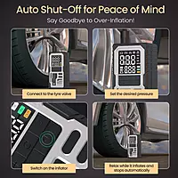 Portronics VAYU 10.0 Tyre Inflator – 4000mAh Portable | Digital Display | USB Output | Black