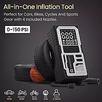 Portronics VAYU 10.0 Tyre Inflator – 4000mAh Portable | Digital Display | USB Output | Black