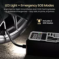 Portronics VAYU 10.0 Tyre Inflator – 4000mAh Portable | Digital Display | USB Output | Black