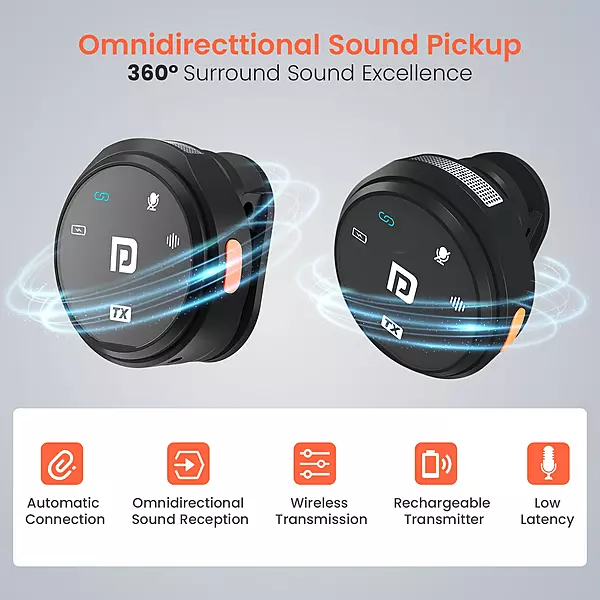 VlogMate 3 Magnetic Wireless Microphone – Up to 40 Hours Battery Life | 30m Audio Reception |