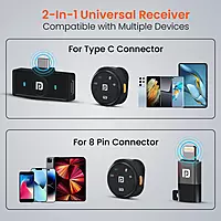 VlogMate 3 Magnetic Wireless Microphone – Up to 40 Hours Battery Life | 30m Audio Reception |