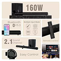 POR 2650 Pure Sound 108 Soundbar – 160W  Subwoofer  Bluetooth, USB, HDMI, SD, AUX  Black