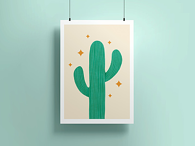 Cactus Poster I Desert Art Print for Wall Decor