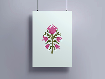 Vibrant Pink & Green Floral Art Poster I Contemporary Flower Print