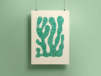Green Speckled Abstract Coral Poster I Modern Organic Wall Art