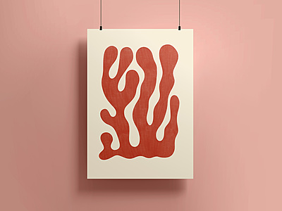 Warm Tone Abstract Coral Art Print Poster I Modern Organic Wall Decor