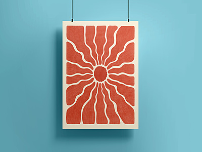 Warm Tone Sunburst Art Print Poster I Retro Inspired Wall Decor