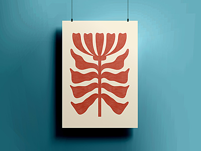 Warm Red Floral Poster - Abstract Botanical Art