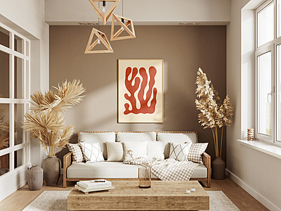 Warm Tone Abstract Coral Art Print Poster I Modern Organic Wall Decor