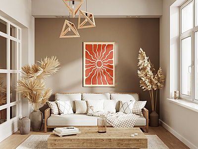 Warm Tone Sunburst Art Print Poster I Retro Inspired Wall Decor