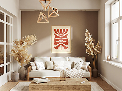 Warm Red Floral Poster - Abstract Botanical Art