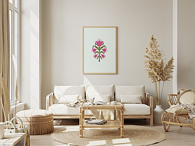 Vibrant Pink & Green Floral Art Poster I Contemporary Flower Print