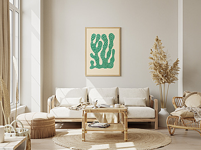 Green Speckled Abstract Coral Poster I Modern Organic Wall Art