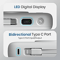 Portronics Power Shutter 20000mAh 15W Magnetic Wireless Fast Charging Powerbank with in-Built Type C & 8 Pin Cable, 22.5W Type C PD Output, Type C Bidirectional Port, LED Display (Black)