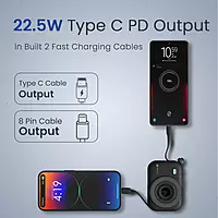 Portronics Power Shutter Wireless Magnetic Power Bank | 15W Wireless Charging, 22.5W Type-C PD Output, In-Built Type-C & 8-Pin Cable, LED Display Portronics Power Shutter Wireless Magnetic Power Bank | 15W Wireless Charging, 22.5W Type-C PD Output, In-Built Type-C & 8-Pin Cable, LED Display