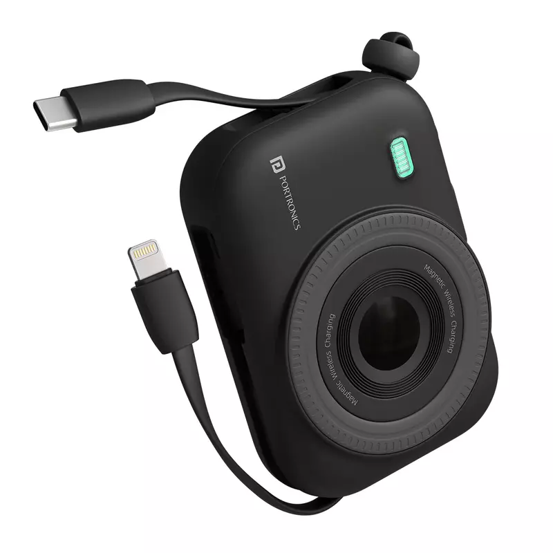 Portronics Power Shutter Wireless Magnetic Power Bank | 15W Wireless Charging, 22.5W Type-C PD Output, In-Built Type-C & 8-Pin Cable, LED Display Portronics Power Shutter Wireless Magnetic Power Bank | 15W Wireless Charging, 22.5W Type-C PD Output, In-Built Type-C & 8-Pin Cable, LED Display