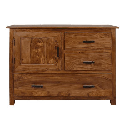 Sheesham Wood 3 Drawers Storage Sideboard Cabinet for Living Room (Brown) Sheesham Wood 3 Drawers Storage Sideboard Cabinet for Living Room (Brown)